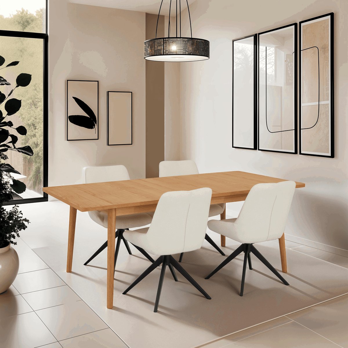 Eettafel Uitschuifbaar Naturel Oil - Eiken Fineer - 200/300x100x75 cm - Eettafel Nyborg - Giga Meubel