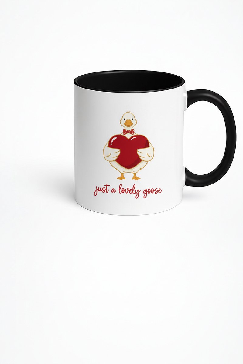 Mok met Lieve Gans en Hart - 'Just a lovely goose' - Schattig Cadeau