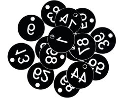 Gegraveerde Nummer ID Sleutellabels - Set van 50 Stuks - Zwart - Nummers 1 tot 100