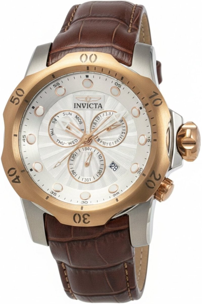 Invicta Venom 49174 Heren Horloge - Waterdicht - Analoog - Quartz Uurwerk - Roestvrij Staal met zilveren Wijzerplaat - 54mm