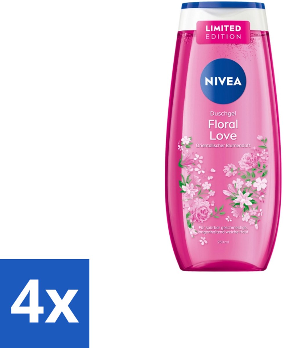Nivea – Douchegel – Floral Love – 250 ml - Voordeelverpakking - 4 stuks