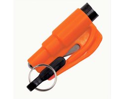 2-in-1 Noodsleutelhanger Oranje – Veiligheidsriemsnijder & Ruitbreker - noodhamer - sleutelhanger