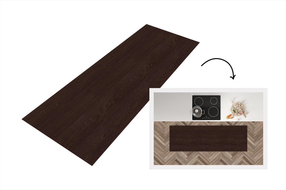 KitchenYeah Keukenloper 180x60 cm - Keukenmat vinyl Patroon - Hardhout - Plank - Keukenmatten loper - Keuken vloerkleed tapijt