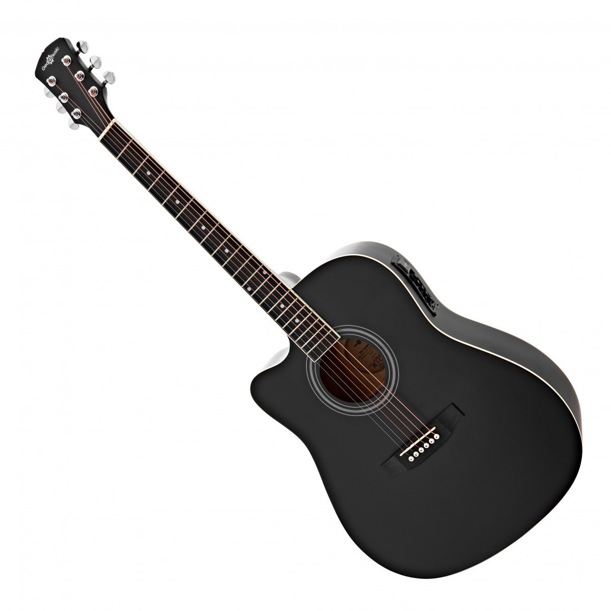 Dreadnought Cutaway Linkshandige Elektro-akoestische Gitaar, Zwart