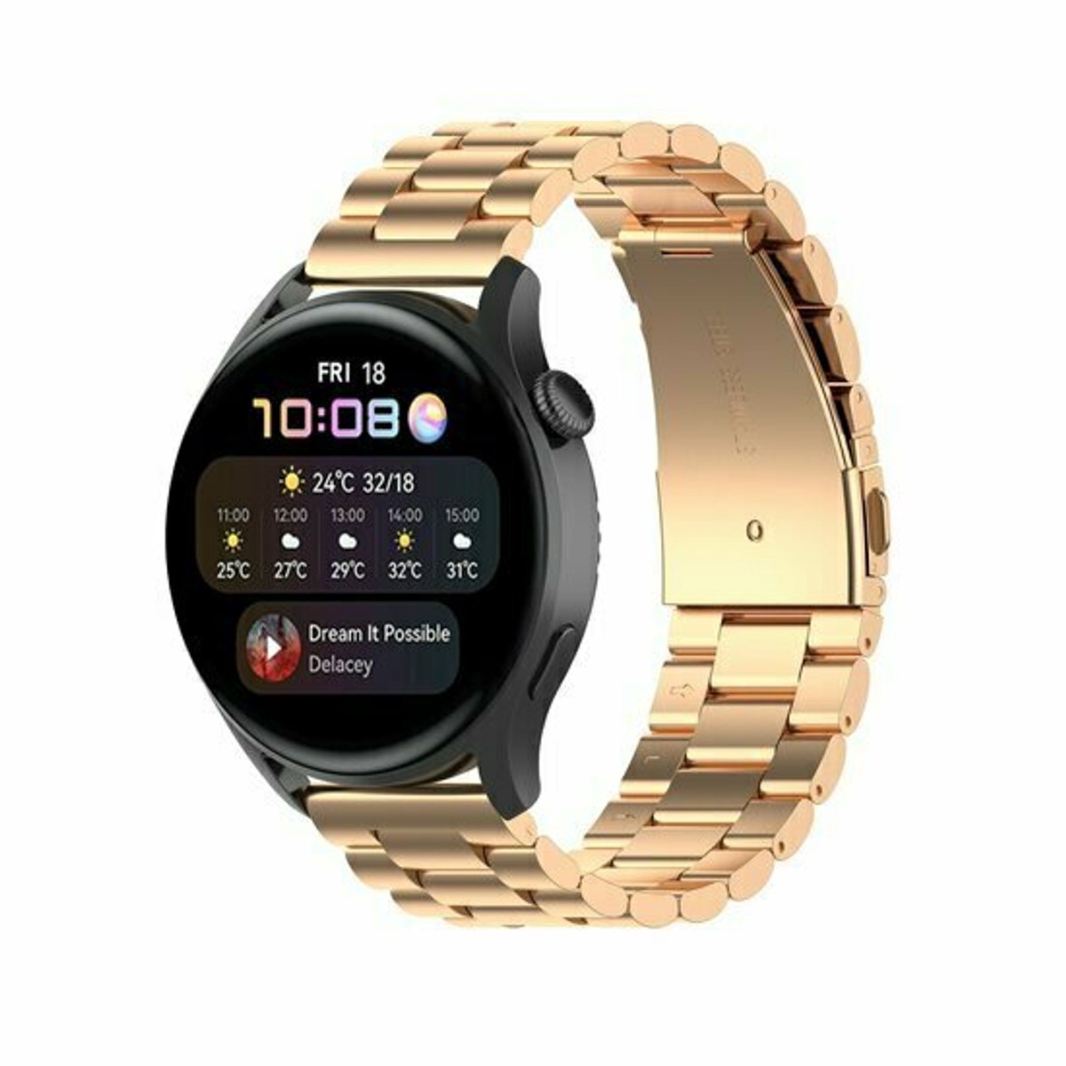 By Qubix - Stalen schakelband - Champagne goud - geschikt voor Huawei Watch 5 - 46mm