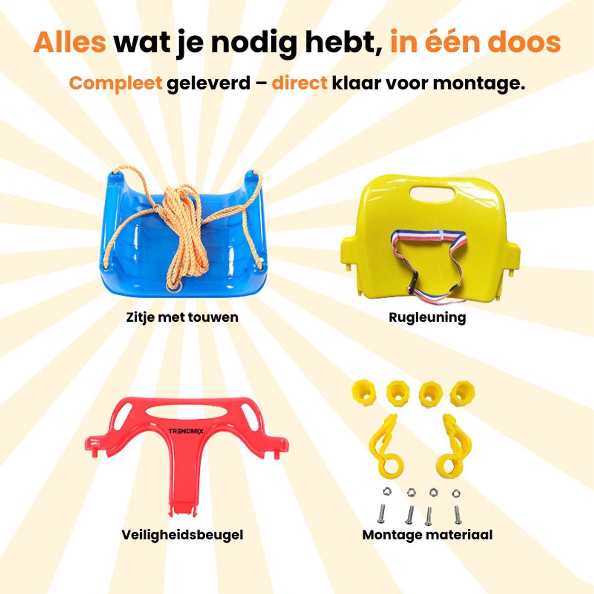 Trendmix Meegroei Schommel 3-in-1 Voor Baby, Peuter & Kleuter – Veilig Met Verstelbare Banden – Voor Binnen & Buiten Gebruik — afbeelding 4