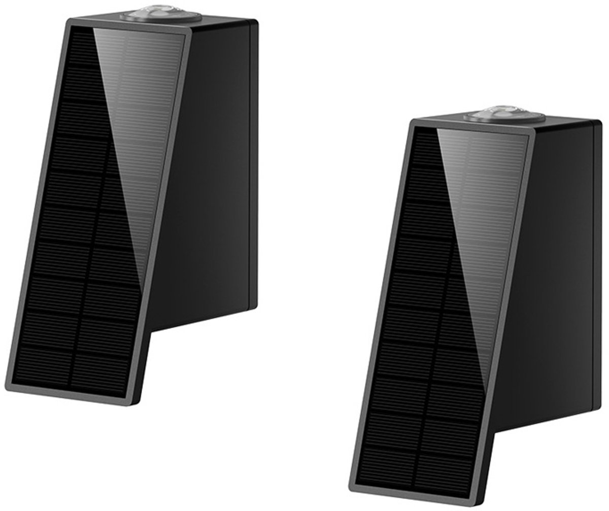 2-delige solar wandlamp voor binnen en buiten, terrasverlichting, decoratieve tuinspot, solar wandverlichting voor buiten, warm licht.