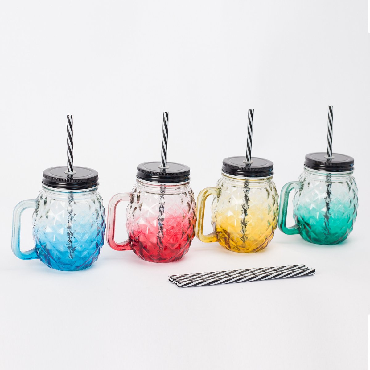 Drinkglazen - set van 4 - 500 ml - met ananasmotief