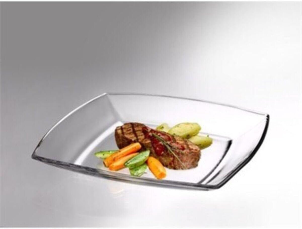 Set van 6 Vierkante Glazen Borden - Dinerborden 26,5 cm