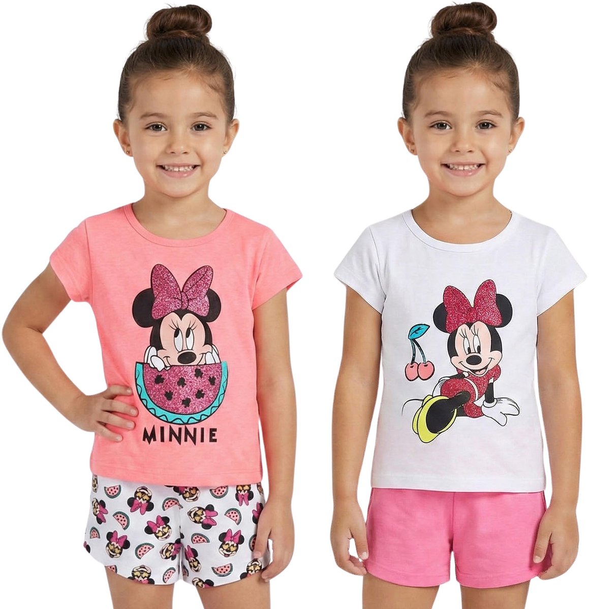 DISNEY Minnie Mouse Set 2 stuks - katoenen pyjama voor meisjes met korte mouwen OEKO-TEX 100% KATOEN