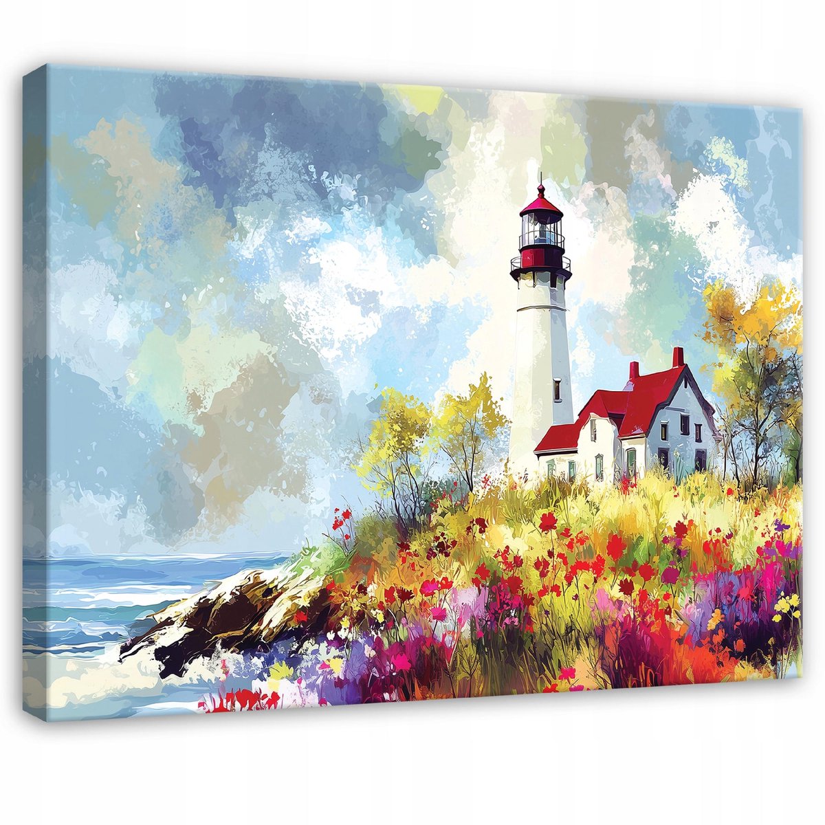 WALLARENA Schilderij op canvas - 120x80 cm - vuurtoren landschap natuur - Geschikt voor slaapkamer en woonkamer Veelkleurig