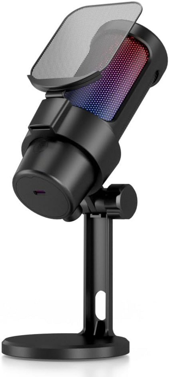 USB Condensator Microfoon met Statief | 192KHz HD Audio & RGB Verlichting | Geschikt voor Streaming, Podcast & Gaming