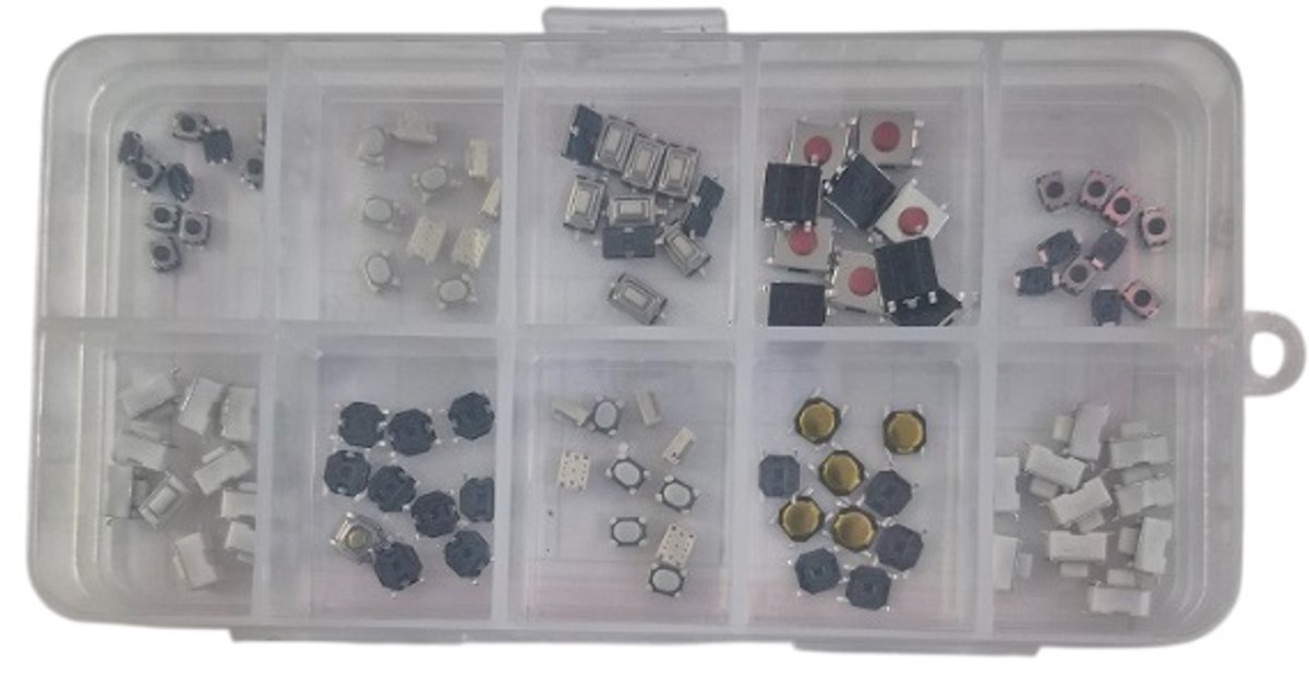 Micros switch assortimentsset - 100 stuks - drukknopjes microswitches - kleine knopjes voor controller en autos - microschakelaars