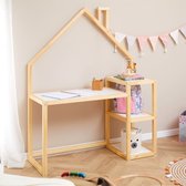 Kinderbureau NIVIA met opbergvakken – naturel/wit