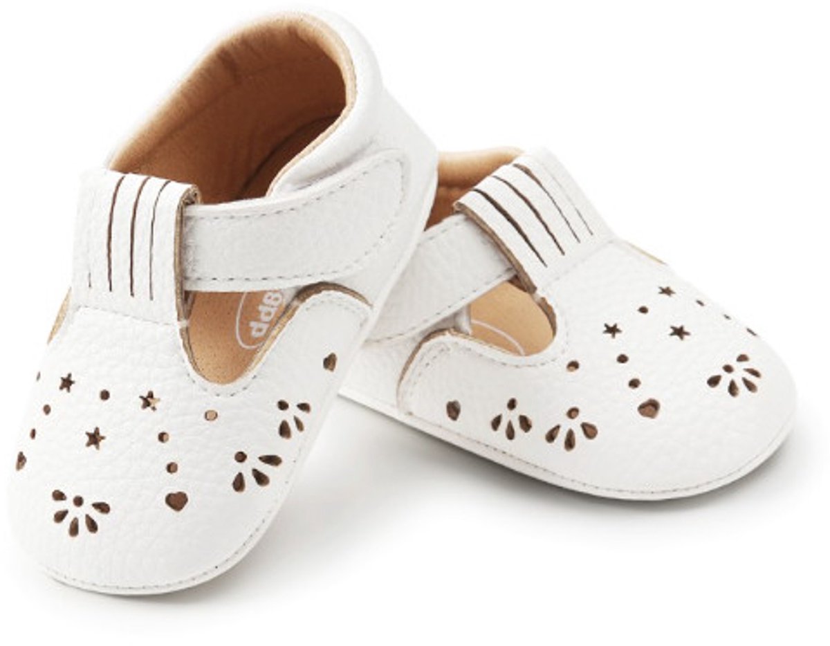Ukkie Slofjes Babyschoenen Ballerina Yasmin Cream Maat 20 - Meisjes - Klittenband - Anti Slip