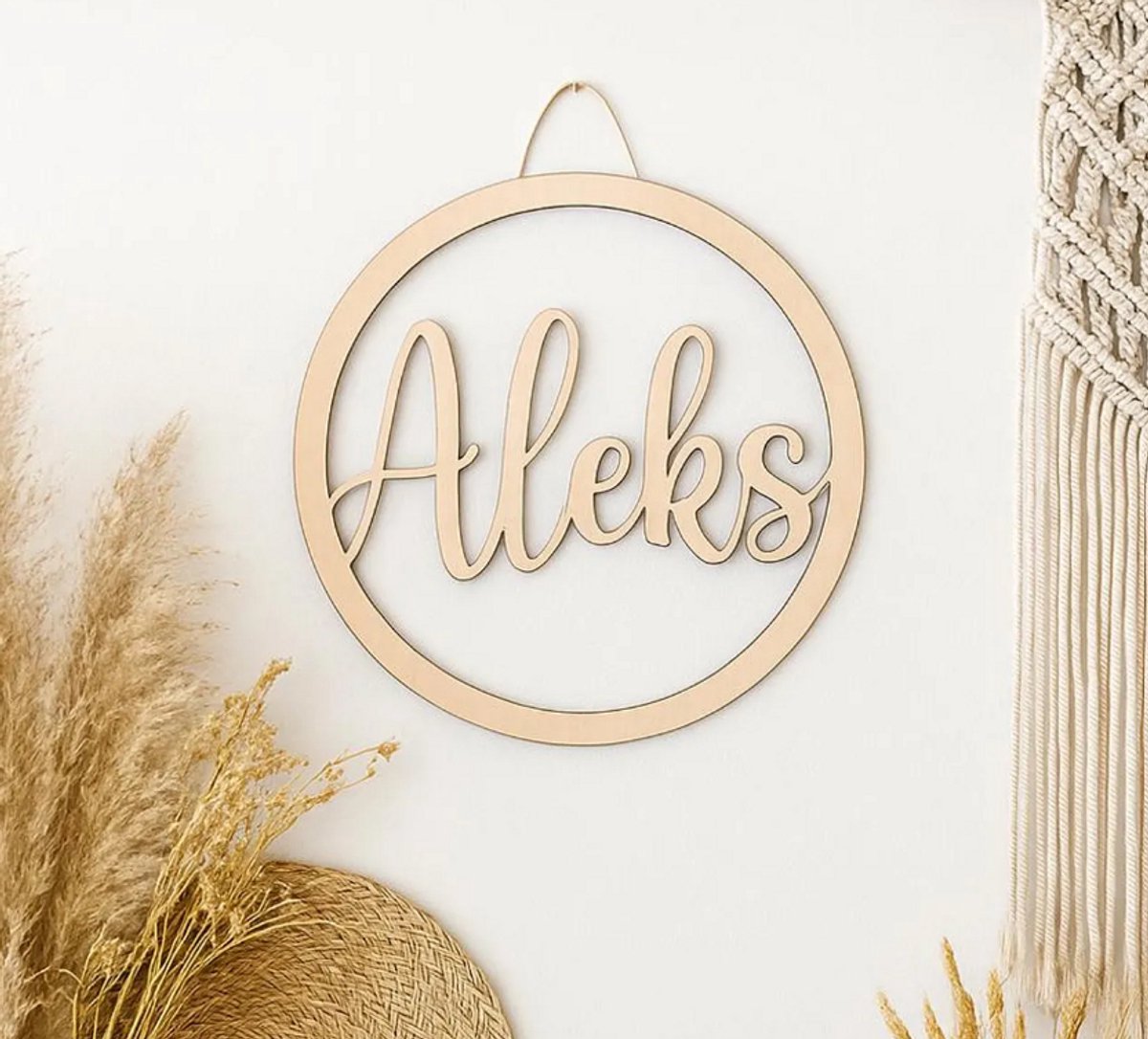 Gepersonaliseerd naambordje, houten ring met naam, deurdecoratie voor de kinderkamer/babykamer/kinderkamer/ wanddecoratie