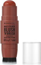 Rimmel London Multi-Tasker Blush'N'Brush Stick, Roasted Peach, opbouwbare kleur, waterbestendig, ingebouwd kwastje, makkelijk aan te brengen, glijdende textuur, 8 g