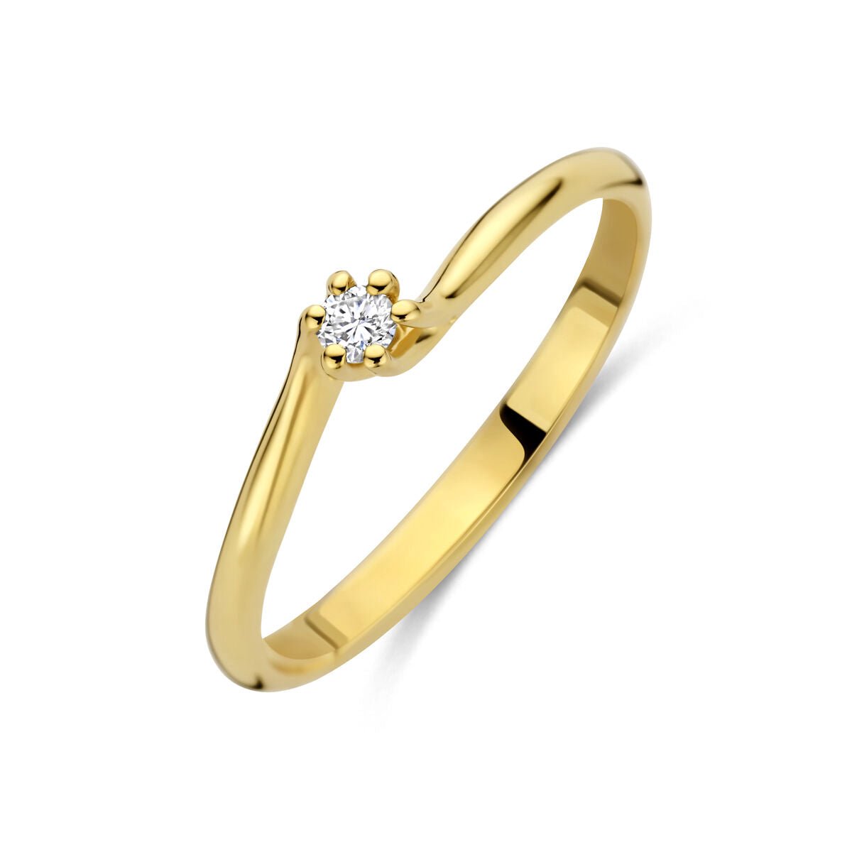 14K Geelgouden Ring met Lab Grown Diamant 0.05 ct 4035502 – G VS