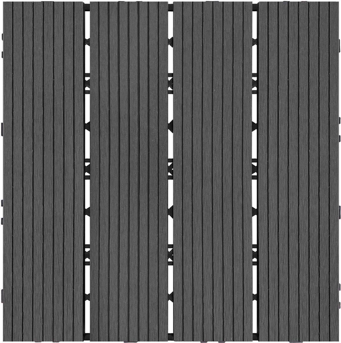 ACXIN WPC Balkon Tegels Kliksysteem Terrasvloeren Kunststof Houtlook Balkonvloer Tuin Terras 30x30 Cm 11-Delig - Antraciet