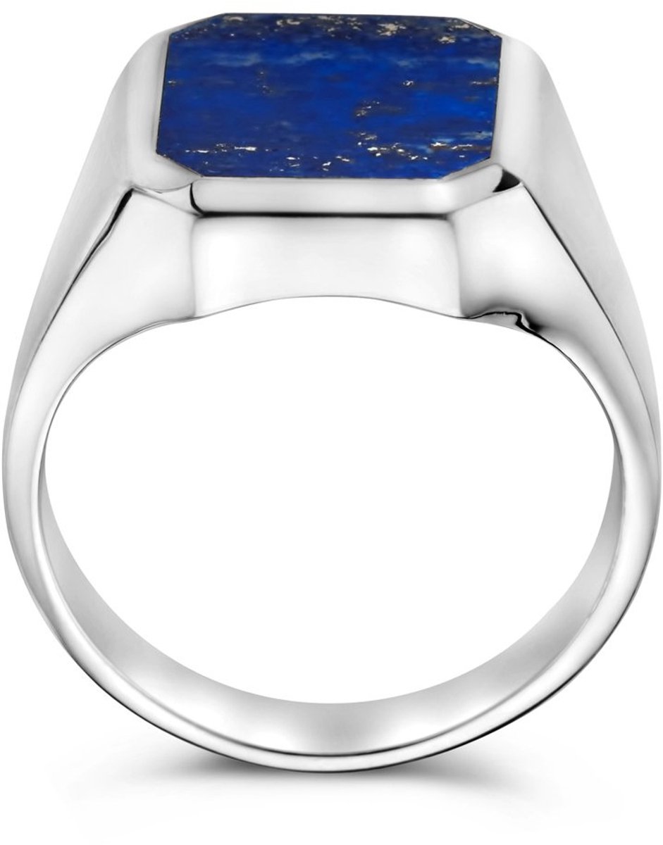 Gerhodineerd Zilver Zegelring Massief Lapis 13 X 11Mm 1337944