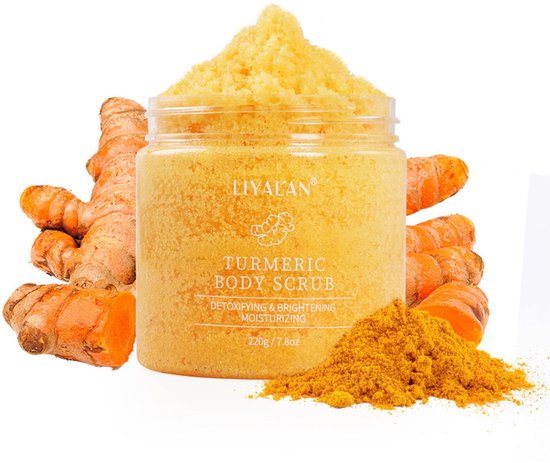 Vardaan Liyal’an Turmeric Body Scrub – Exfoliërende Zeezout Scrub – Met Kurkuma – Hydraterend & Verzorgend – Voor Zachte en Stralende Huid – Lichaamsscrub