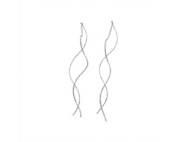 Minimalistische zilverkleurige draad oorhangers oorbellen vo