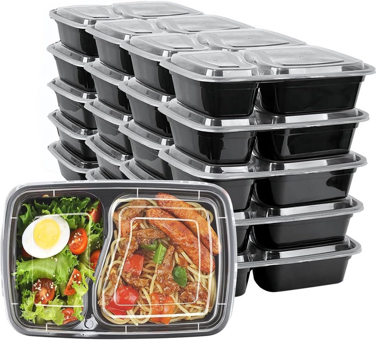 Set van 20 Herbruikbare Maaltijdcontainers met Deksel - BPA-vrij & Stapelbaar