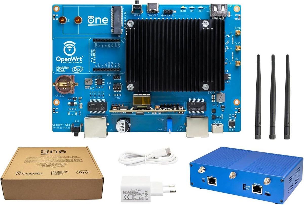 Krachtige OpenWrt Router Board met WiFi 6 (802.11ax), Dual Band en 2.5GbE Gigabit Ethernet