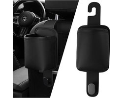 2-stuks auto zitje achterkant bekerhouder organizer - imitatieleer auto bekerhouders met haken - universele achterbank opslag voor dranken - flessen - reizen accessoires - Zwart