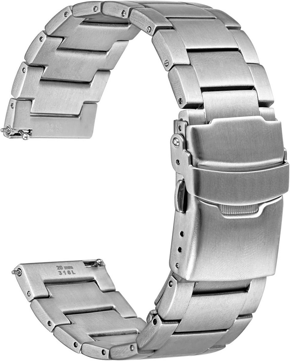 Sterke Metalen Horlogeband Universele Vervanging RVS met Vouwsluiting (18mm t/m 24mm)