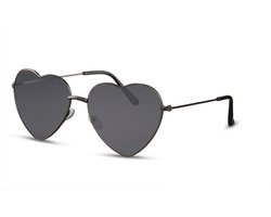 2290 Hartjes Piloten Zonnebril | Hartjes Aviator Zonnebrillen | Retro & Classic Bril | Festival , Rave Bril | Carnavalsbril | Dames & Heren | Zwart Doorschijnend lens | Zwart (mat) Koper montuur | Trendy Party & Outdoor Bril + brillen sleeve & doek