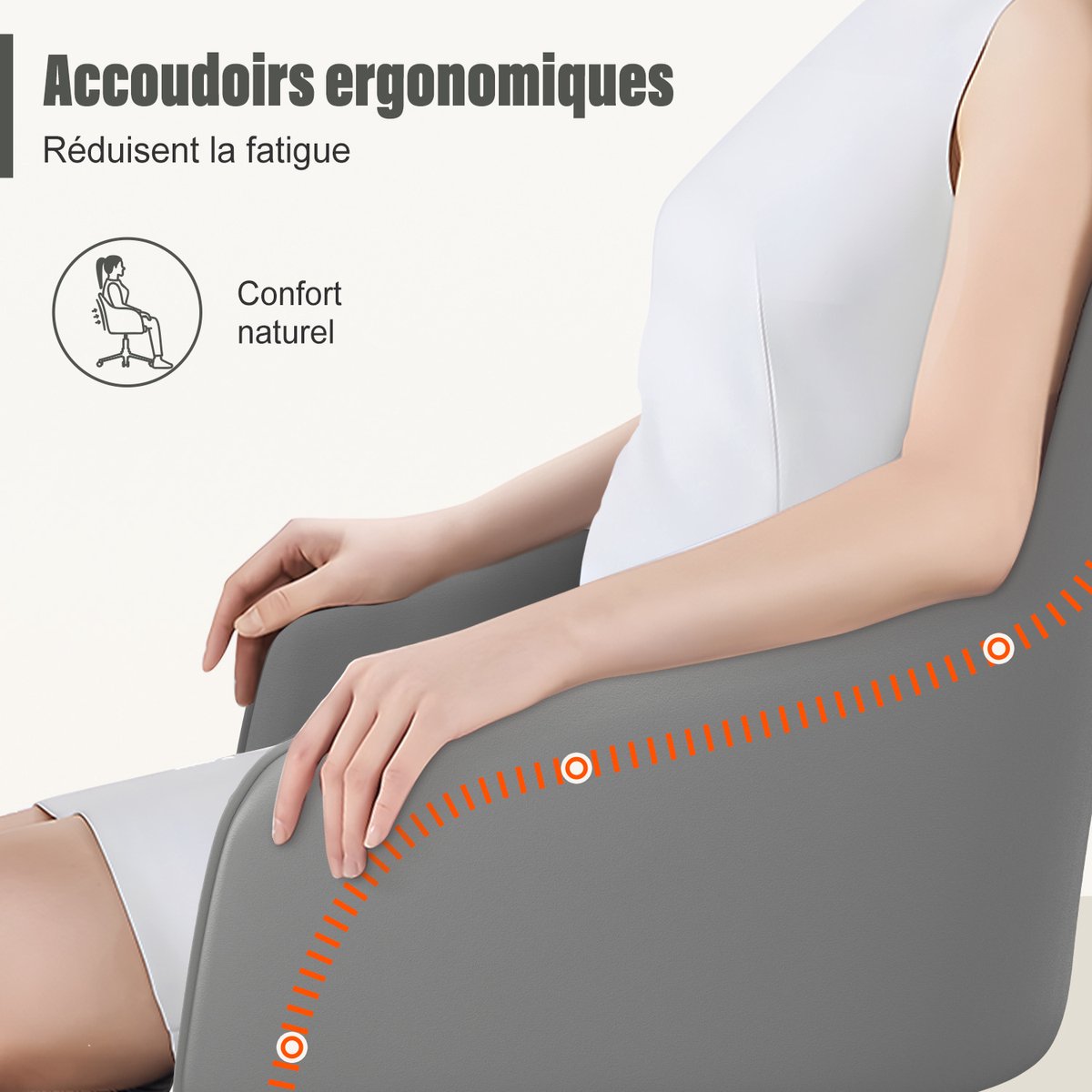 Elekiatech Ergonomische Bureaustoel - Bureaustoel avec Zachte Bouclé Bekleding, Geïntegreerde Armleuningen, Teddy Stoel Dikke Zitting - Grijs thumbnail 2