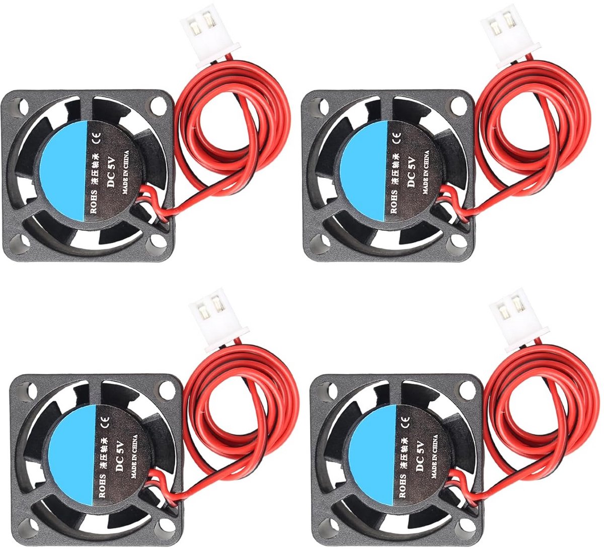 Set van 4 Stuks Stille Koelventilatoren 25x25x10mm voor Computer en 3D Printer