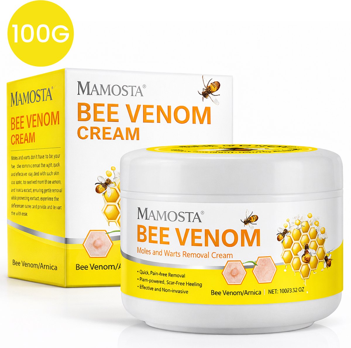 Mamosta® - Bijengif Wrattenverwijderaar Zalf 100 Gram - Creme - Bee Venom - Wratten