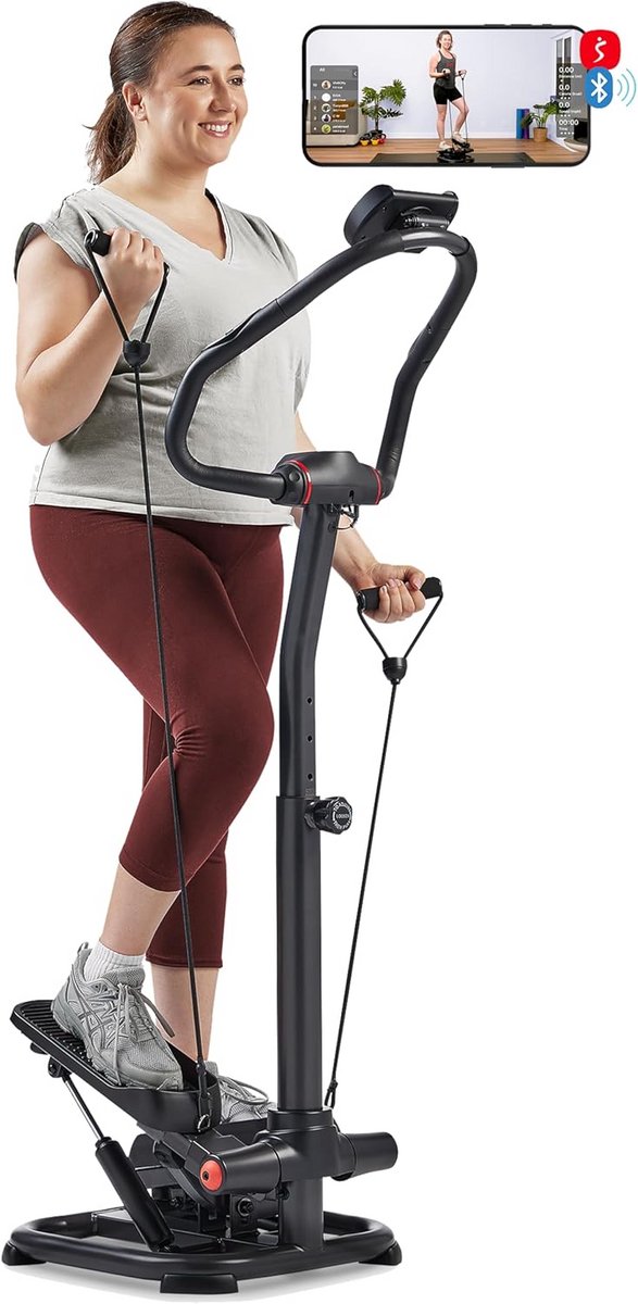 2-in-1 Power Stepper met Weerstandsbanden en Stuur - Cardio Fitness Trainingsapparaat