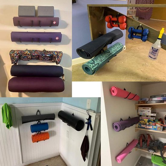 Verstelbare Muurbeugel voor Yogamatten en Foam Rollers - Ruimtebesparende Opslag — afbeelding 2