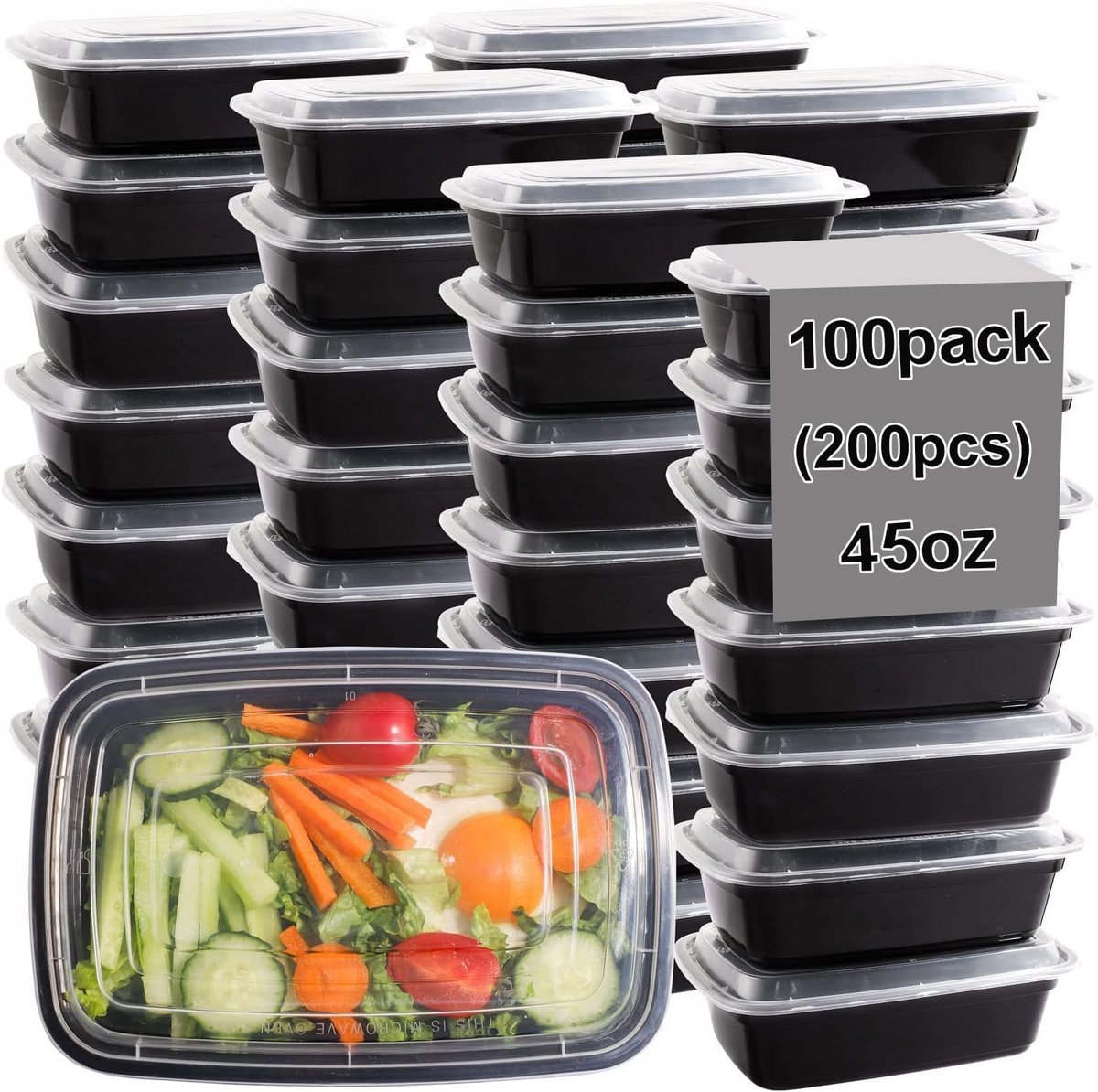 50x Maaltijd Prep Containers met Deksel - 1.5L - BPA-vrij en Stapelbaar