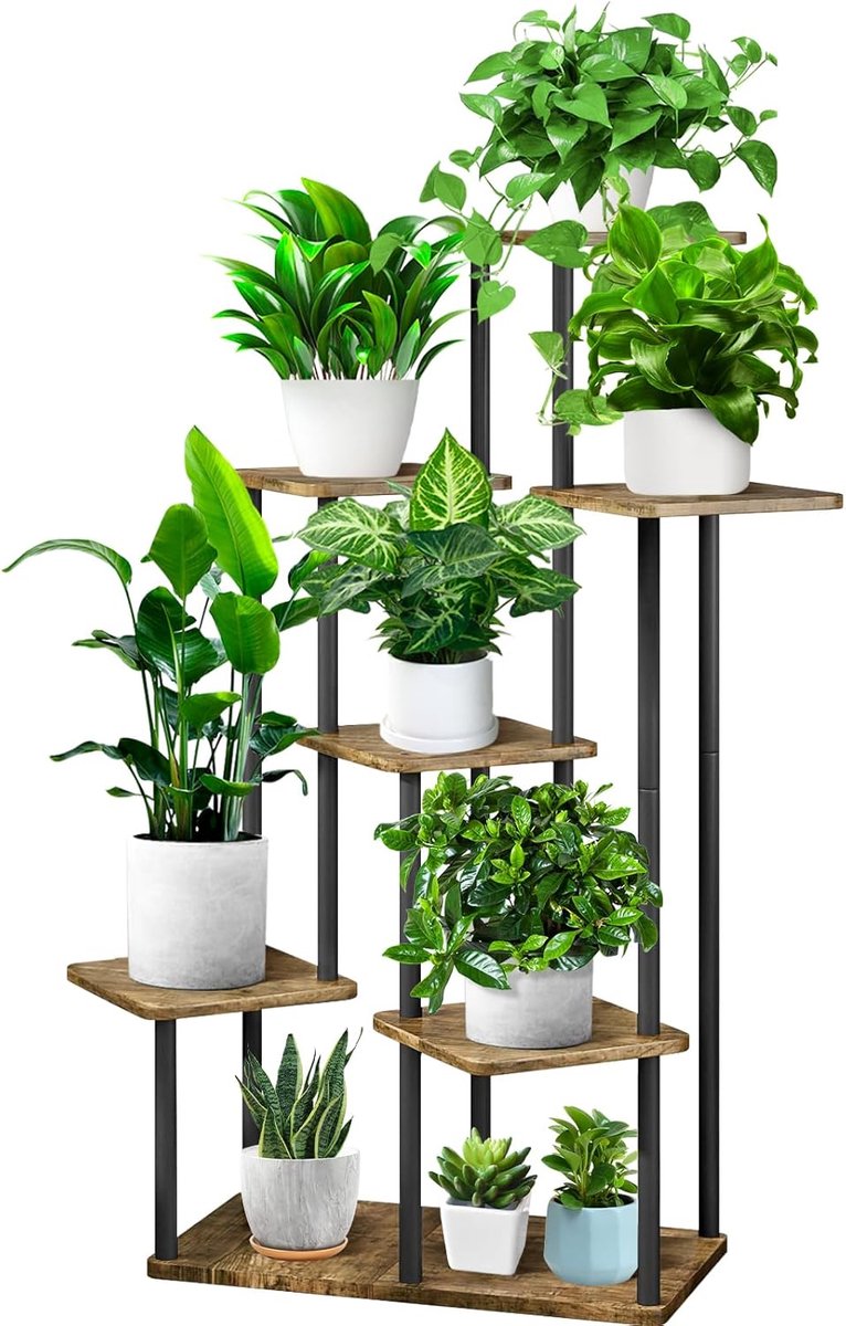 Imperatoris - Plantentafel - 106.172 cm Hoog - Zwarte - Plantenstandaard - Plantenzuil - plantentafel binnen - plantenrek - plantentafeltje voor binnen - plantentafeltje hoog - 7 niveaus