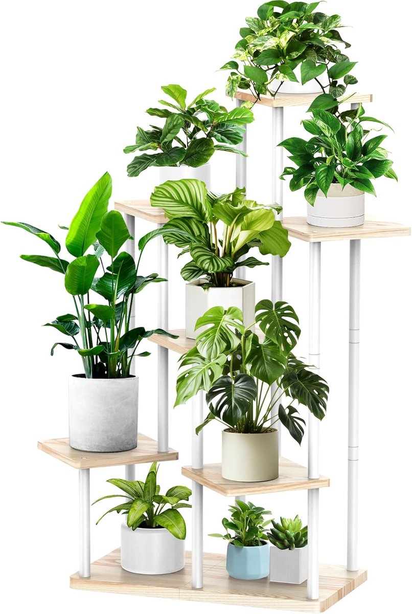 Imperatoris - Plantentafel - 106.172 cm Hoog - Wit eik - Plantenstandaard - Plantenzuil - plantentafel binnen - plantenrek - plantentafeltje voor binnen - plantentafeltje hoog - 7 niveaus