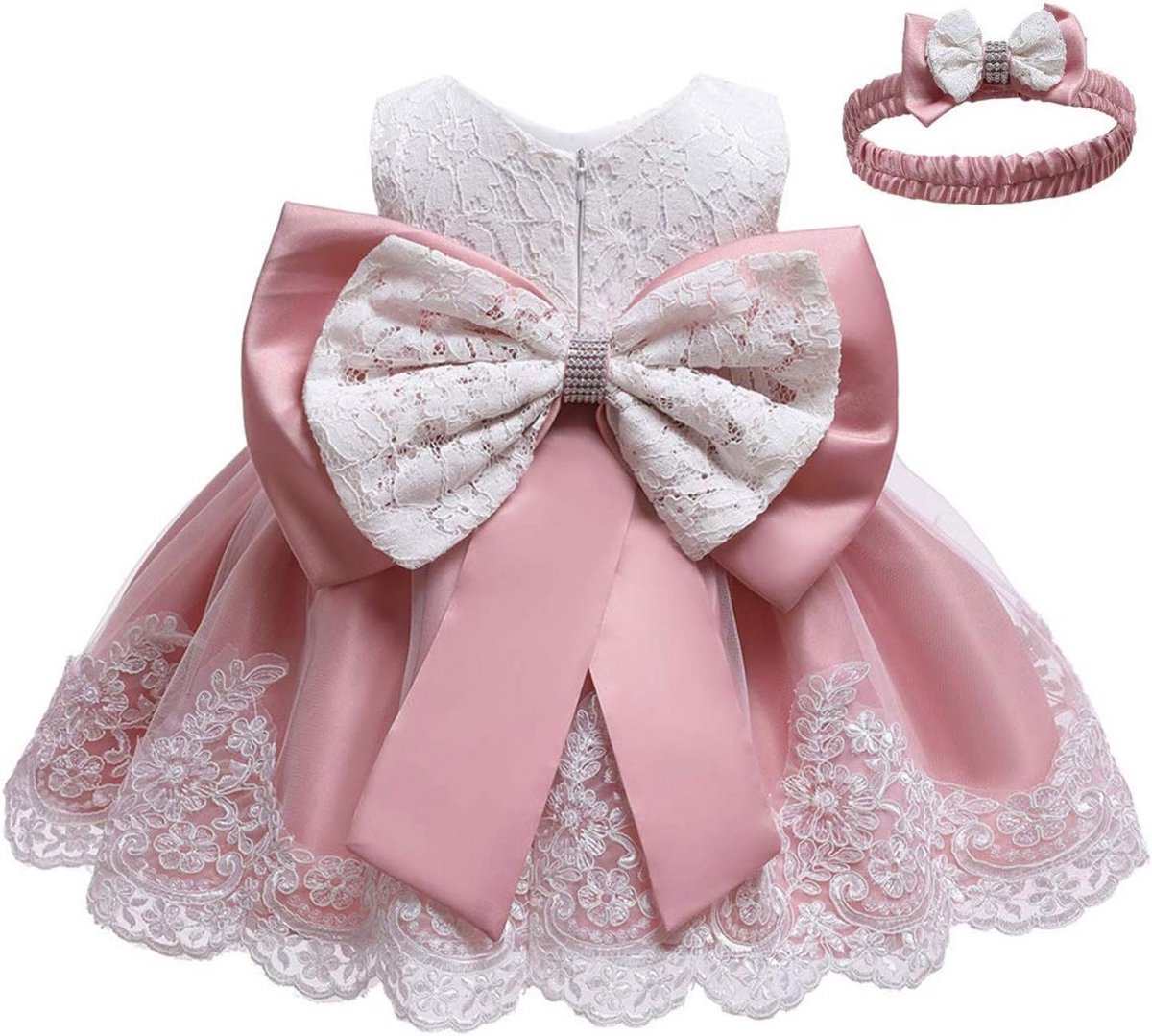 Babymeisjes Jurk met Kant en Borduurwerk voor Feestjes en Speciale Gelegenheden (0-2 Jaar)