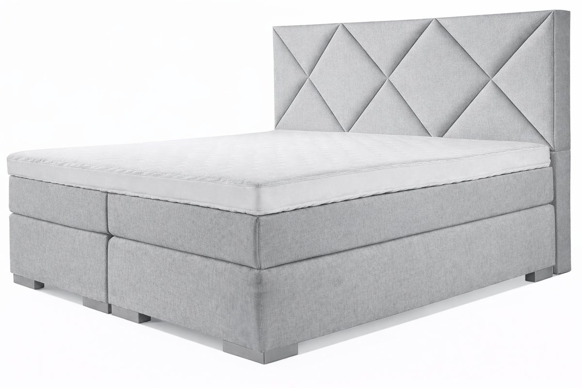 Boxspring Zen - 140x200 - Incl. Ruiten hoofdbord - Grijs