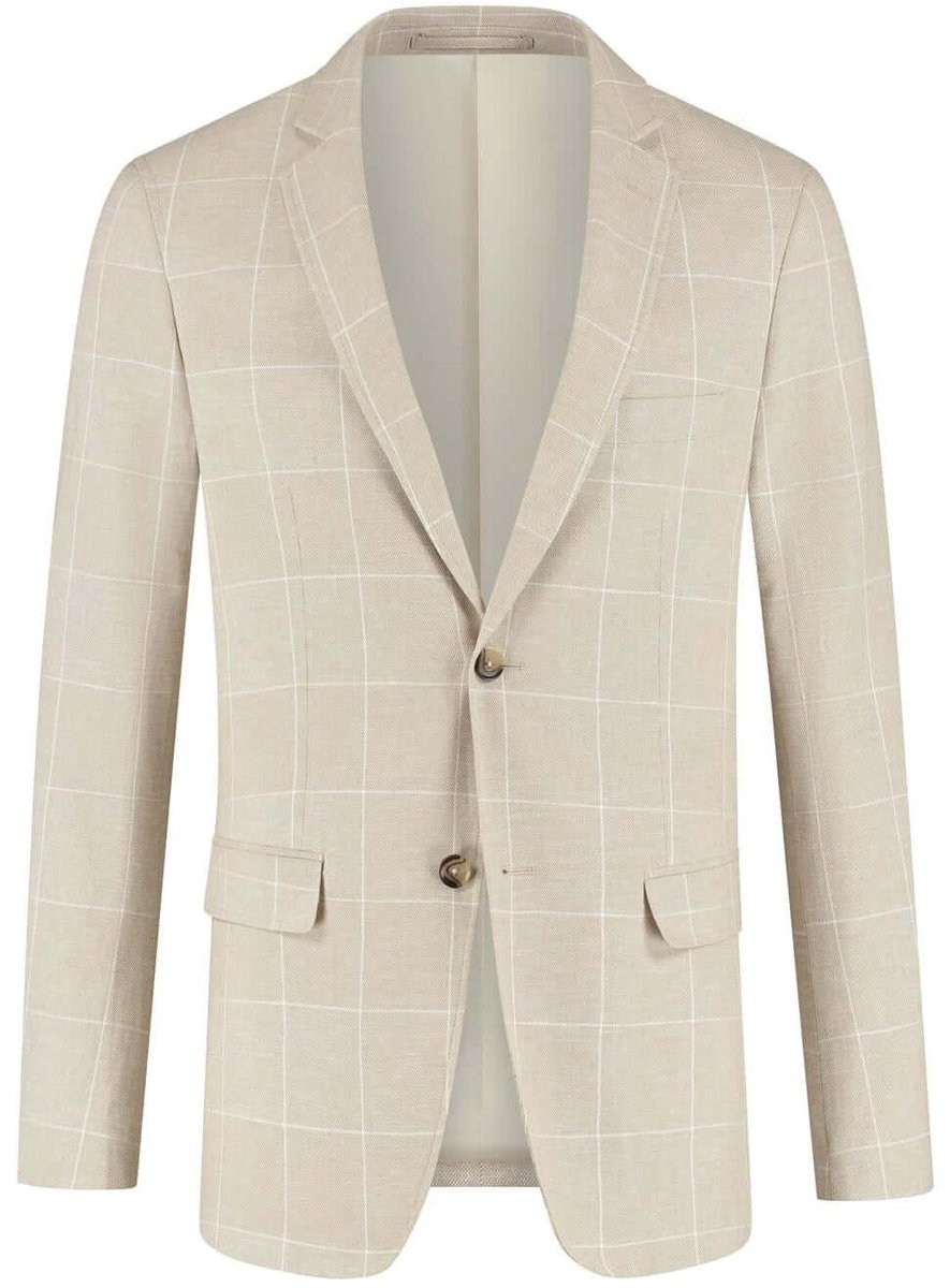 GENTS - Colbert / blazer heren ruit katoen-linnen - Katoen - Zand - Maat 54/XXL