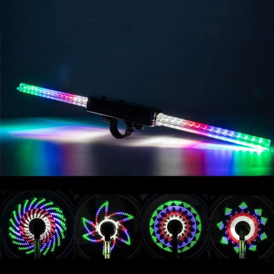 LED-fietsnaafverlichting, waterdichte ABS-velgverlichting, spaakverlichting met 64 LED's en 30 schakelstanden, geschikt voor mountainbikes.