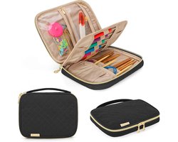 Haaknaalden opbergtas - Zwart - Etui voor haken - Haaktas voor naaigerei - Haakopbergtas met ritssluiting - Draagbare organizer met handvat - Haakaccessoire - Breiaccessoire - Dubbellaags