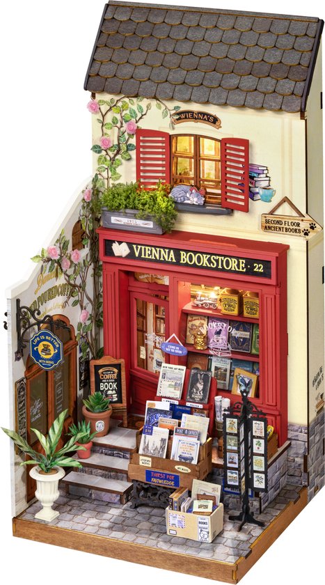 Robotime Vienna Bookstore - Rolife DIY Miniature House Series - DG183 - Bouwpakket - Miniatuur - Cadeautip