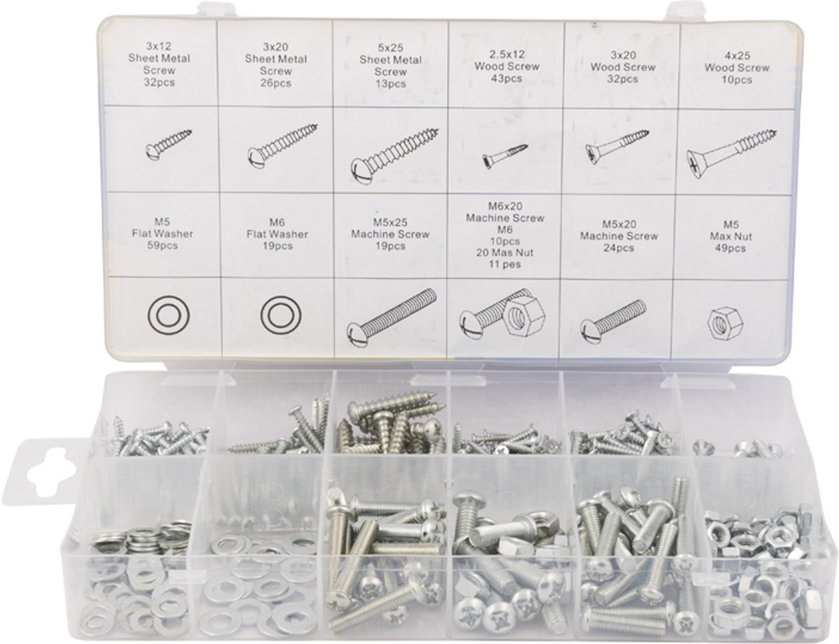 Bouten en moeren assortimentsdoos 347-delig