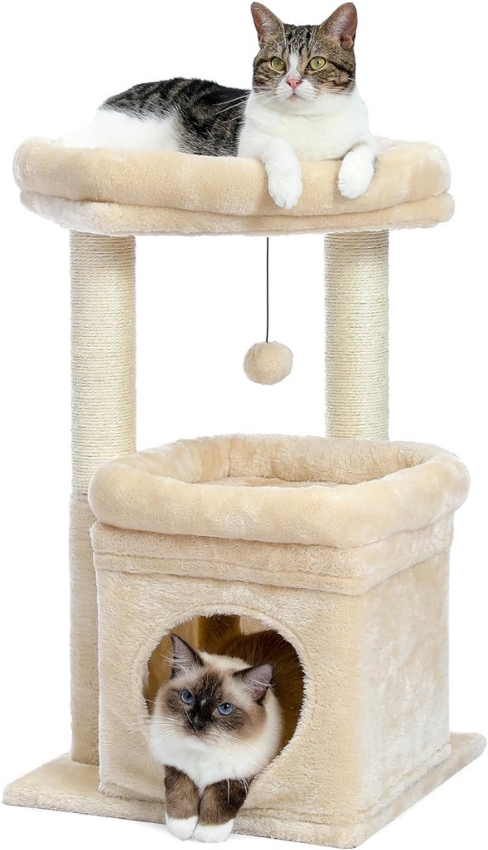 Quvo® Krabton - Krabpaal - Krabton voor Katten- Beige - 40cm x 40cm x 70 cm; 5.27 kg