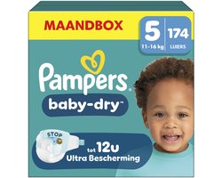 Pampers Baby-Dry Maat 5 - 174 Luiers - 11kg-16kg - Maandbox