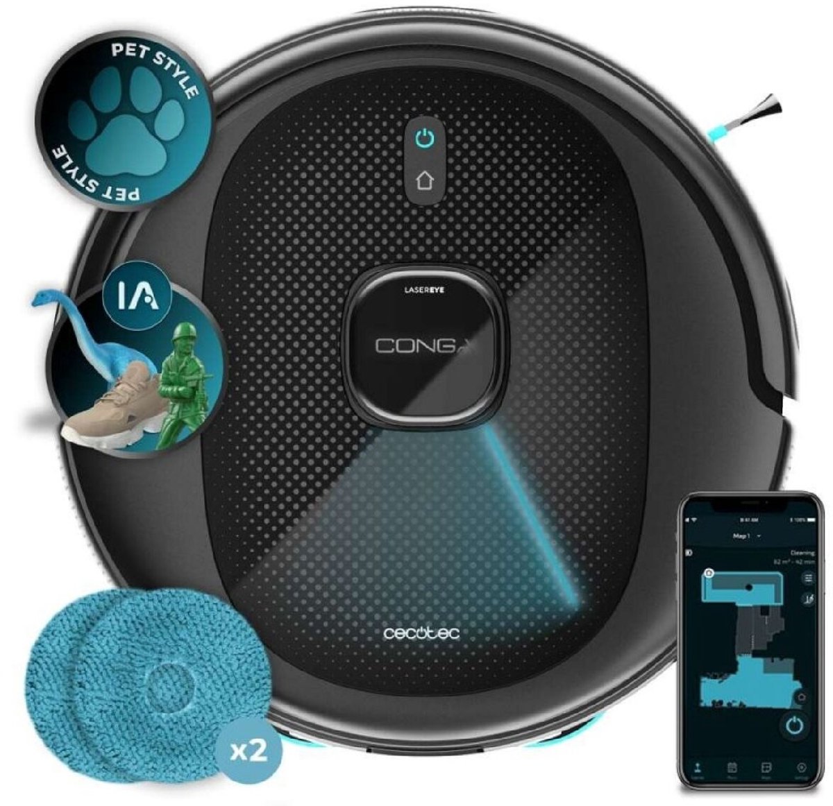 Robot stofzuiger Cecotec 9990 AI Spin Revolution Ultra Power 5200 mAh