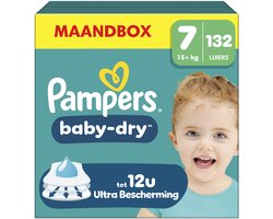 Pampers Baby-Dry Maat 7 - 132 Luiers - 15kg+ - Maandbox
